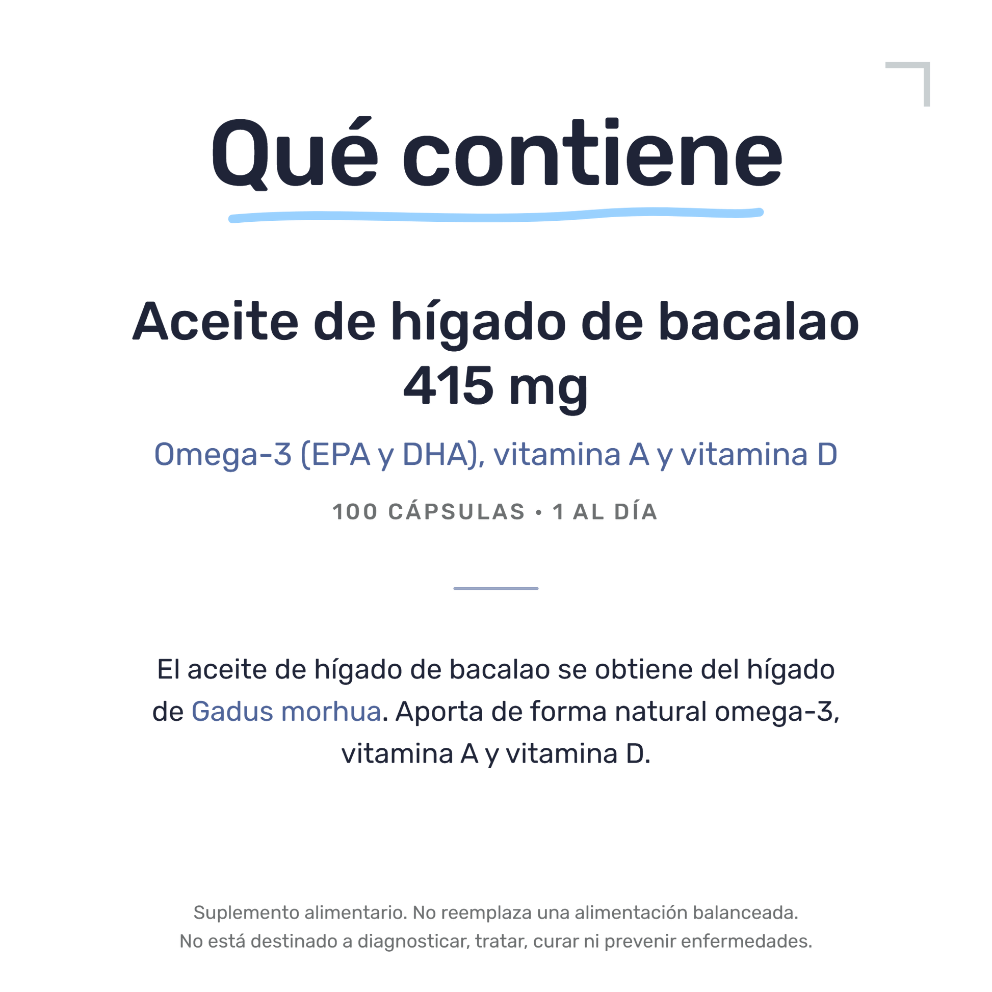 Aceite de Higado de Bacalao 415 Mg [100 Cápsulas] — imagen 7